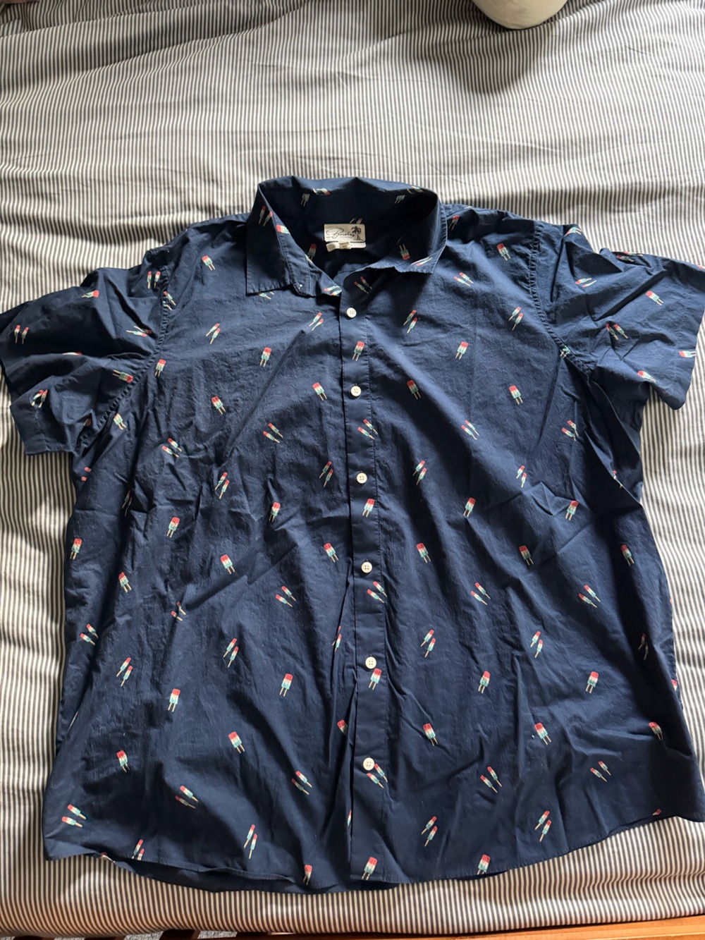 Bonobos Navy Short-Sleeve Button-Down with Popsicle Print